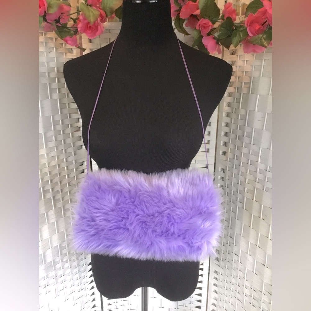 Purple Faux Fur Artisan Muff Lavender NWOT